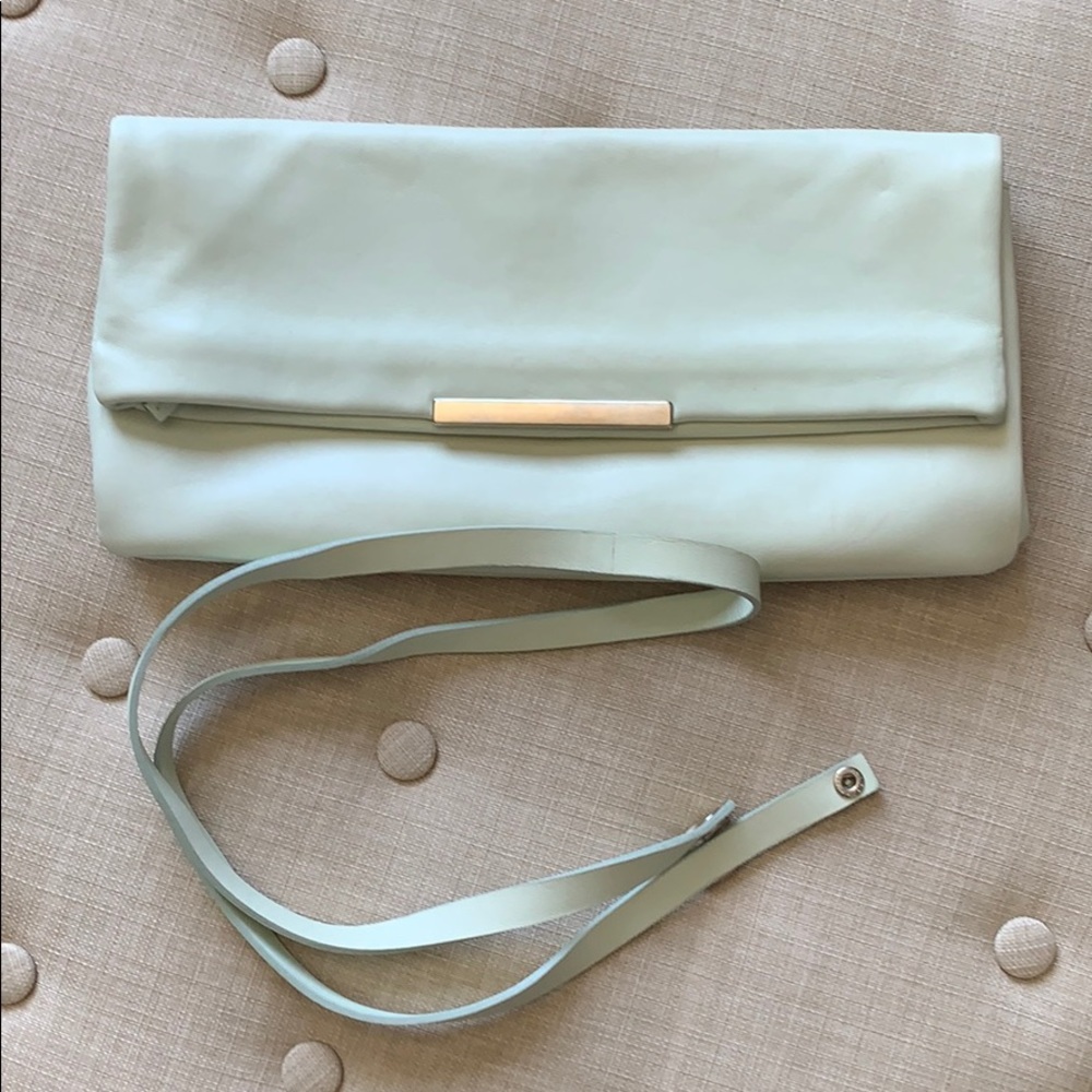 Zara Mint Color Cowhide Clutch